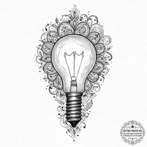 Tattoo design a lightbulb emitting powerful i... - эскиз тату (№1753639714_0, 27.07.2025 18:08) — tattoo-photo.ru