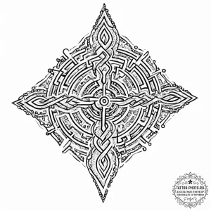 Tattoo design a single, stylized leaf with a... - эскиз тату (№1753639916_0, 27.07.2025 18:11) — tattoo-photo.ru