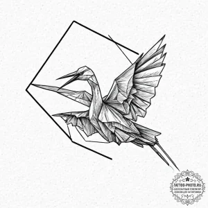 Origami crane, tattoo line art, realistic bla... - эскиз тату (№1753640702_0, 27.07.2025 18:25) — tattoo-photo.ru
