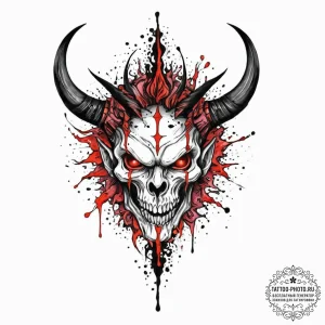 A trash polka tattoo of the lord of terror, d... - эскиз тату (№1753641103_0, 27.07.2025 18:31) — tattoo-photo.ru