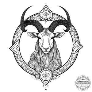 Capricorn, tattoo sketch design, black outlin... - эскиз тату (№1753641729_0, 27.07.2025 18:42) — tattoo-photo.ru