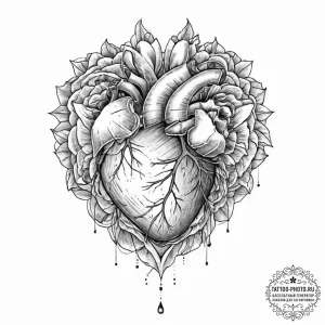 Tattoo design a human heart wrapped in bandag... - эскиз тату (№1753641919_0, 27.07.2025 18:45) — tattoo-photo.ru