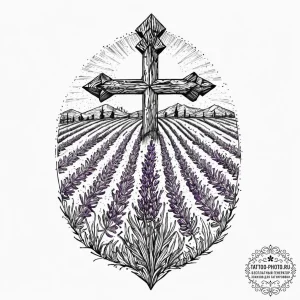 A field of brilliant purple lavender in prove... - эскиз тату (№1753645132_0, 27.07.2025 19:38) — tattoo-photo.ru