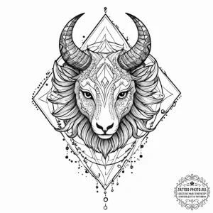 Tattoo design a zodiac animal's head emerging... - эскиз тату (№1753645330_0, 27.07.2025 19:42) — tattoo-photo.ru