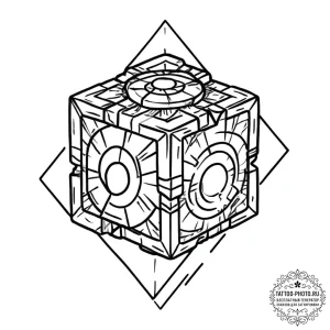 Companion cube (from portal), artistic tattoo... - эскиз тату (№1753645725_0, 27.07.2025 19:48) — tattoo-photo.ru