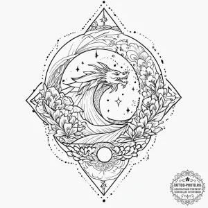 Tattoo sketch a single, glowing "north star"... - эскиз тату (№1753649342_0, 27.07.2025 20:49) — tattoo-photo.ru