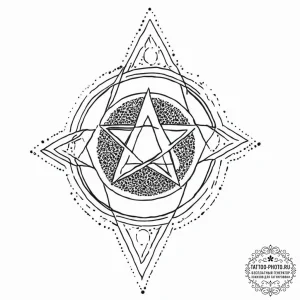 Pentagram, tattoo drawing outline, dotwork ta... - эскиз тату (№1753649745_0, 27.07.2025 20:55) — tattoo-photo.ru