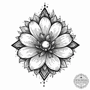 Tattoo design a flower whose dew drops are ti... - эскиз тату (№1753651415_0, 27.07.2025 21:23) — tattoo-photo.ru