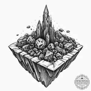 Tattoo sketch an asteroid belt, but the aster... - эскиз тату (№1753653213_0, 27.07.2025 21:53) — tattoo-photo.ru