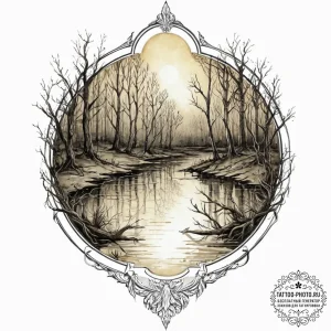 A watercolor sketch of the louisiana bayou fr... - эскиз тату (№1753653412_0, 27.07.2025 21:56) — tattoo-photo.ru