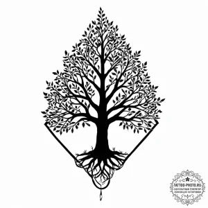 Tattoo design a tree silhouette whose leaves... - эскиз тату (№1753654413_0, 27.07.2025 22:13) — tattoo-photo.ru