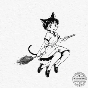 A neo-traditional tattoo of kiki from kiki's... - эскиз тату (№1753657429_0, 27.07.2025 23:03) — tattoo-photo.ru