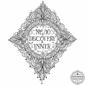 Tattoo design a quote about self-discovery.,... - эскиз тату (№1753657632_0, 27.07.2025 23:07) — tattoo-photo.ru
