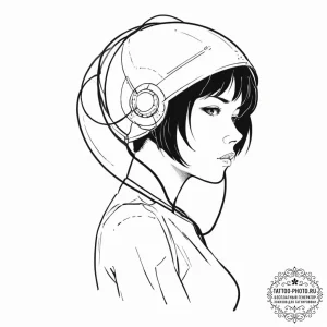 A sketch of major motoko kusanagi from ghost... - эскиз тату (№1753657836_0, 27.07.2025 23:10) — tattoo-photo.ru
