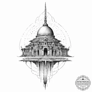 Watercolor design of the jedi temple on corus... - эскиз тату (№1753658223_0, 27.07.2025 23:17) — tattoo-photo.ru