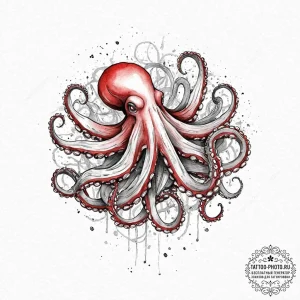 Octopus, artistic tattoo sketch, rough sketch... - эскиз тату (№1753659191_0, 27.07.2025 23:33) — tattoo-photo.ru