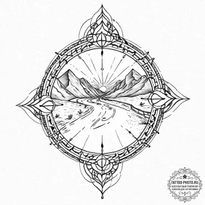 Tattoo design a classic 'road trip' map, with... - эскиз тату (№1753660384_0, 27.07.2025 23:53) — tattoo-photo.ru