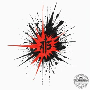 Tattoo design 'critical hit' in a sharp, expl... - эскиз тату (№1753661610_0, 28.07.2025 00:13) — tattoo-photo.ru