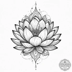 Tattoo design a lotus flower with its petals... - эскиз тату (№1753664587_0, 28.07.2025 01:03) — tattoo-photo.ru