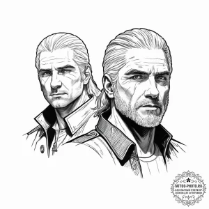 A neo-traditional tattoo of geralt and jaskie... - эскиз тату (№1753665950_0, 28.07.2025 01:25) — tattoo-photo.ru