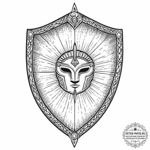 Tattoo sketch an ancient greek hoplite shield... - эскиз тату (№1753666344_0, 28.07.2025 01:32) — tattoo-photo.ru