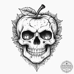 A neo-traditional tattoo of the poison apple... - эскиз тату (№1753669313_0, 28.07.2025 02:21) — tattoo-photo.ru