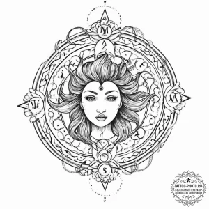 Tattoo sketch a zodiac glyph formed by wisps... - эскиз тату (№1753669719_0, 28.07.2025 02:28) — tattoo-photo.ru