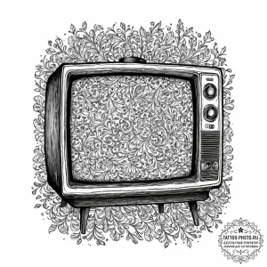 Tattoo sketch an old crt tv displaying a stat... - эскиз тату (№1753670115_0, 28.07.2025 02:35) — tattoo-photo.ru