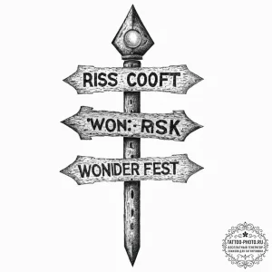 Tattoo sketch a single, weathered signpost at... - эскиз тату (№1753671528_0, 28.07.2025 02:58) — tattoo-photo.ru