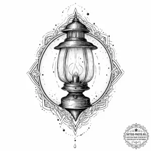 Tattoo sketch a stylized lantern illuminating... - эскиз тату (№1753672757_0, 28.07.2025 03:19) — tattoo-photo.ru
