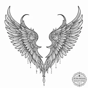 Tattoo sketch a guardian angel's wings unfurl... - эскиз тату (№1753674136_0, 28.07.2025 03:42) — tattoo-photo.ru