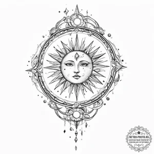 Tattoo design a zodiac symbol integrated into... - эскиз тату (№1753674329_0, 28.07.2025 03:45) — tattoo-photo.ru