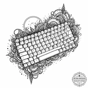 Tattoo design a gaming keyboard with custom k... - эскиз тату (№1753674714_0, 28.07.2025 03:51) — tattoo-photo.ru