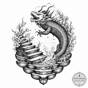 Tattoo sketch a surrealist scene where a stai... - эскиз тату (№1753675100_0, 28.07.2025 03:58) — tattoo-photo.ru