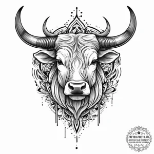 Tattoo design a detailed taurus bull in a pow... - эскиз тату (№1753677064_0, 28.07.2025 04:31) — tattoo-photo.ru