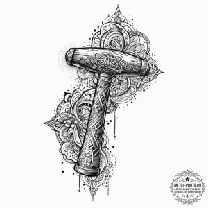 A linework tattoo of the iconic hammer from o... - эскиз тату (№1753677843_0, 28.07.2025 04:44) — tattoo-photo.ru