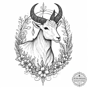 Tattoo design a capricorn goat-fish, with mou... - эскиз тату (№1753679038_0, 28.07.2025 05:03) — tattoo-photo.ru