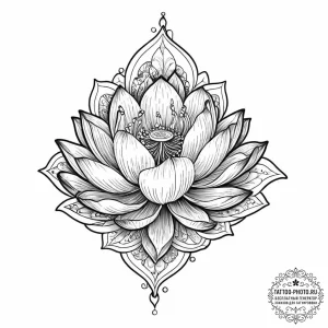 Tattoo design a sturdy and beautiful lotus fl... - эскиз тату (№1753679643_0, 28.07.2025 05:14) — tattoo-photo.ru