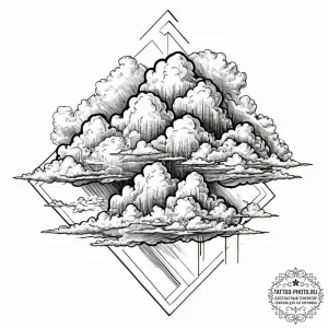 Clouds, artistic tattoo sketch, muted color p... - эскиз тату (№1753679858_0, 28.07.2025 05:17) — tattoo-photo.ru