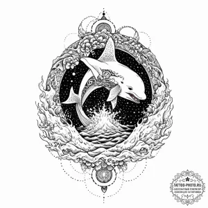 Killer whale, ink illustration for tattoo, do... - эскиз тату (№1753680642_0, 28.07.2025 05:30) — tattoo-photo.ru