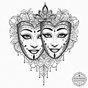 Tattoo design a beautiful, intricate mask lyi... - эскиз тату (№1753681823_0, 28.07.2025 05:50) — tattoo-photo.ru