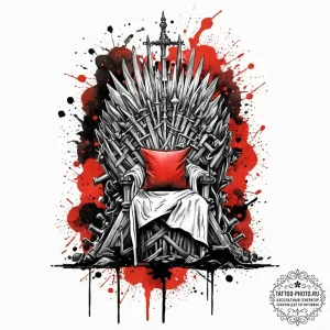 A trash polka tattoo of the iron throne, made... - эскиз тату (№1753683005_0, 28.07.2025 06:10) — tattoo-photo.ru