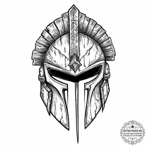 Tattoo sketch a stylized spartan helmet with... - эскиз тату (№1753685822_0, 28.07.2025 06:57) — tattoo-photo.ru