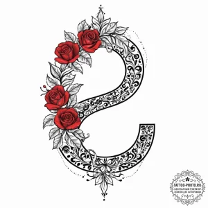 Bass clef, artistic tattoo sketch, black and... - эскиз тату (№1753686608_0, 28.07.2025 07:10) — tattoo-photo.ru