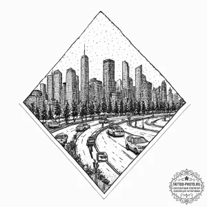 Urban & street scenes, tattoo drawing outline... - эскиз тату (№1753686994_0, 28.07.2025 07:16) — tattoo-photo.ru