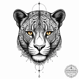 Panther, ink illustration for tattoo, vibrant... - эскиз тату (№1753687374_0, 28.07.2025 07:22) — tattoo-photo.ru