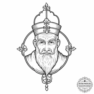 St. nicholas, ink illustration for tattoo, li... - эскиз тату (№1753688352_0, 28.07.2025 07:39) — tattoo-photo.ru