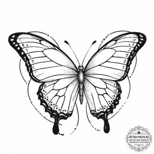 Tattoo design a butterfly with one wing made... - эскиз тату (№1753690133_0, 28.07.2025 08:08) — tattoo-photo.ru