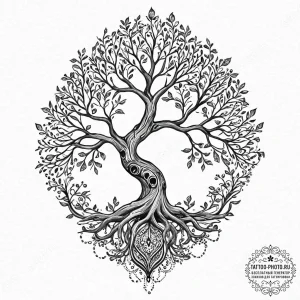 Tattoo sketch a detailed texture of a tree ba... - эскиз тату (№1753690326_0, 28.07.2025 08:12) — tattoo-photo.ru