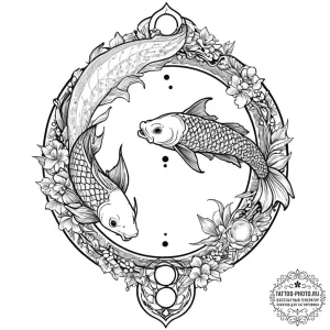 Tattoo design pisces fish with the "moon" tar... - эскиз тату (№1753691091_0, 28.07.2025 08:24) — tattoo-photo.ru